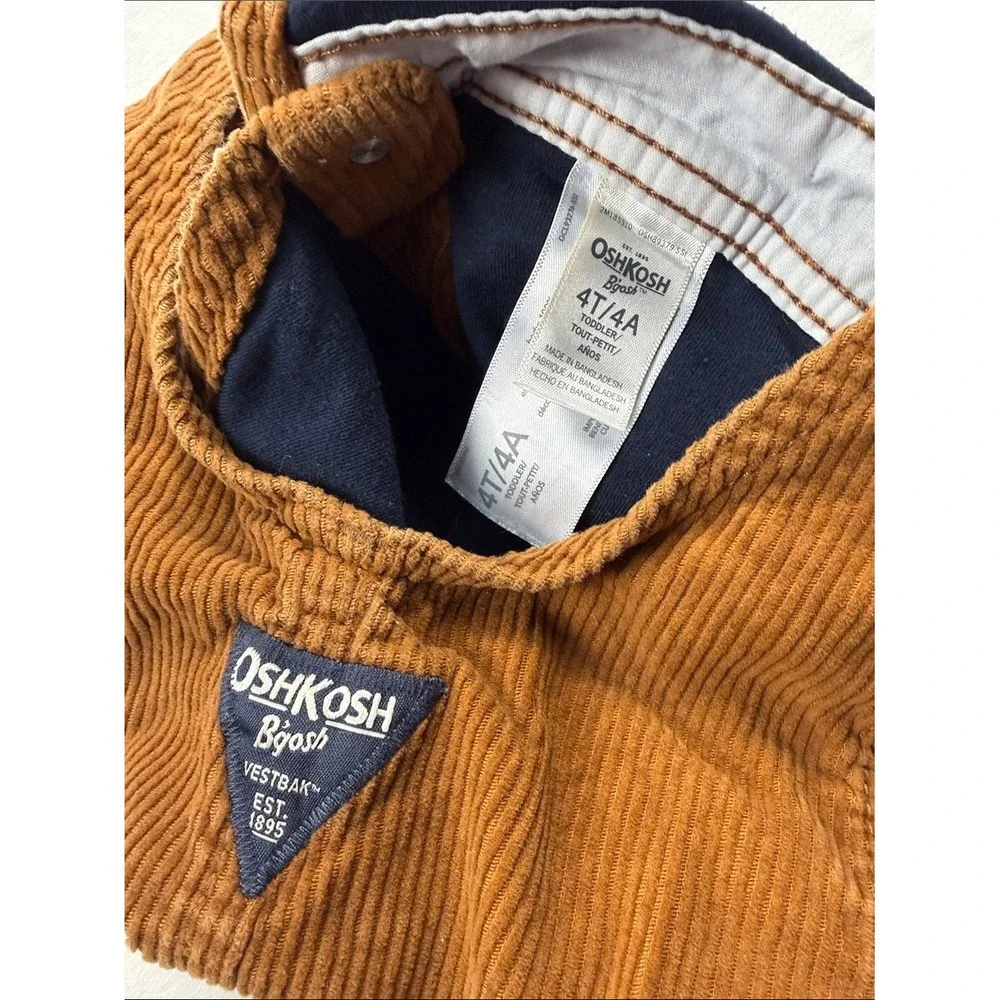 OshKosh B'gosh Corduroy Overalls Kids Size 4T Brown Vestbak Workwear